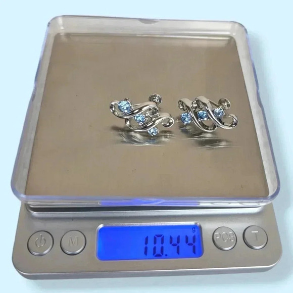 (2 $20) Vintage Coro Blue Rhinestone Earrings - Picture 6 of 6